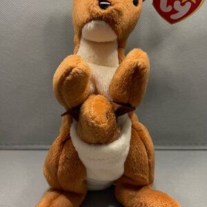 Ty vintage Kangaroo Plush with Joey - Brown and Cream